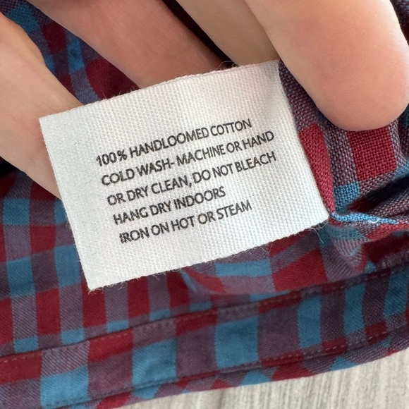 RUJUTA SHETH 100% Handwoven Cotton Carmen Vest Beacon Chex Red Blue Large NWT - Picture 8 of 11